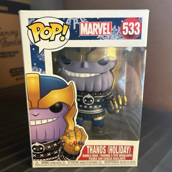 ˚₊‧꒰ა ☆ ໒꒱ ‧₊˚ Funko Pops Marvel Thanos Holiday #533 Action Figure - Picture 1 of 5